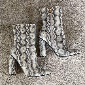 mid calf snakeskin booties